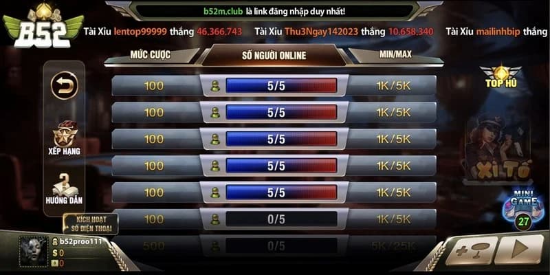 Các tính năng nổi bật tại B52club